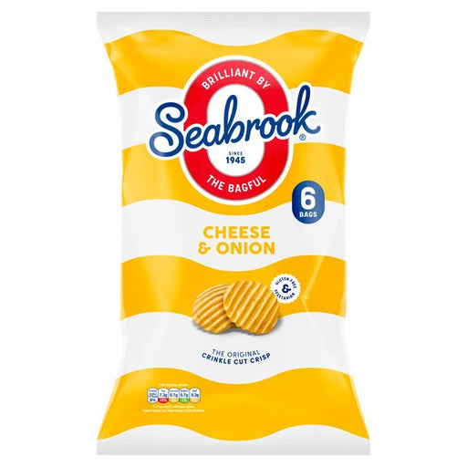 Seabrook Crinkle Cut Cheese & Onion Crisps 6 per pack Botiga