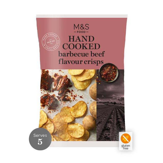 M&S Barbecue Beef Flavour Hand Cooked Crisps 150g Botiga