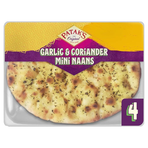 Patak's Garlic & Coriander Mini Naan Breads 4 per pack Botiga