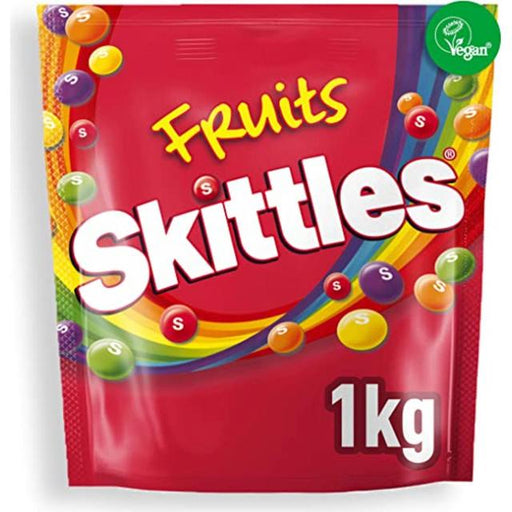 Skittles Vegan Chewy Sweets Fruit Flavoured Bulk Sharing Bag 1000g Botiga