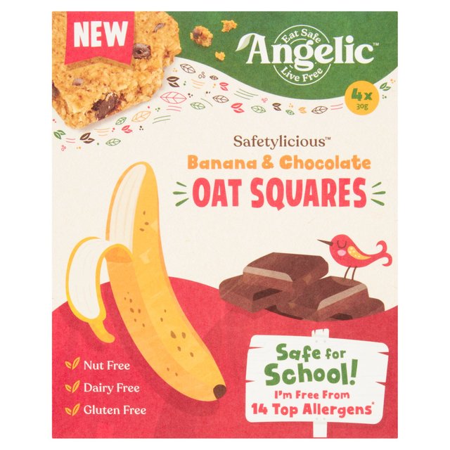 Angelic Free From Banana & Chocolate Oat Squares 120g Botiga