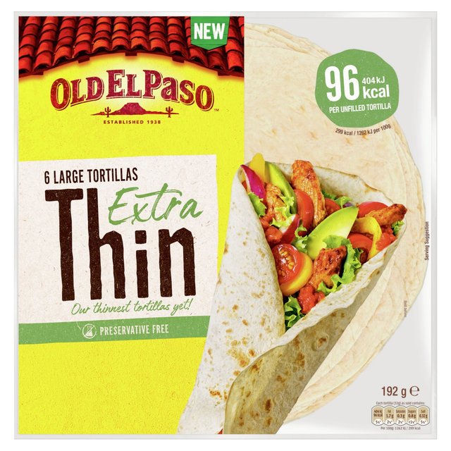 Old El Paso Large Extra Thin Tortilla Wraps 6 per pack Botiga