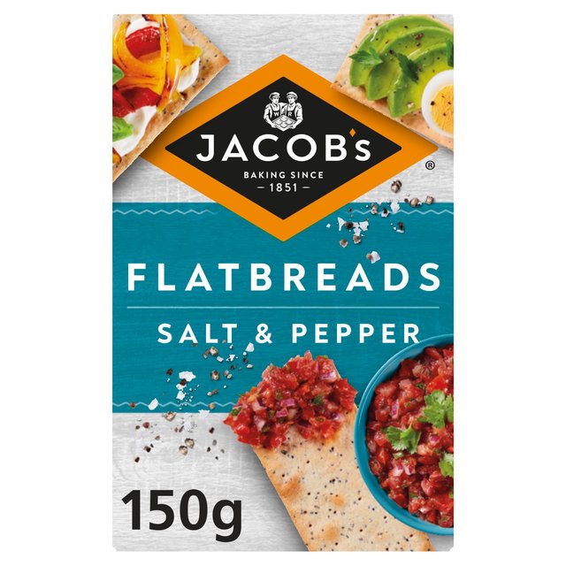 Jacob's Flatbreads Salt & Black Pepper Crackers 150 per pack Botiga