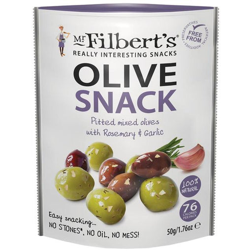 Mr Filberts Olive Snacks Mixed Olives with Rosemary & Garlic 50g Botiga