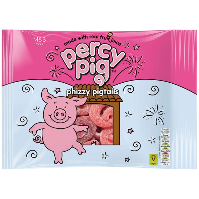 M&S Percy Pig Large Phizzy Pigtails 400g Botiga