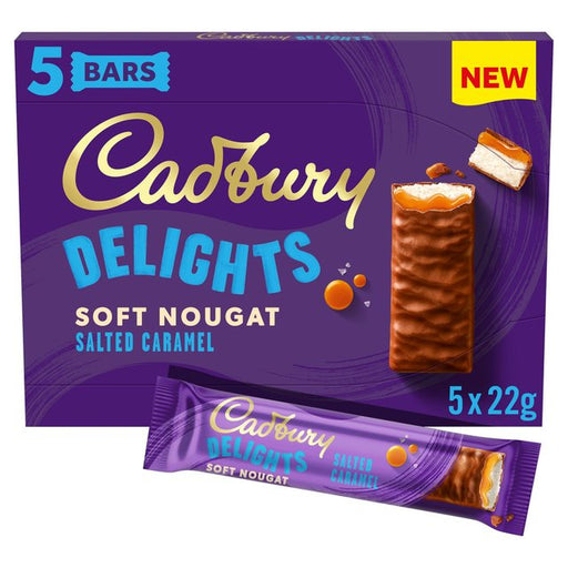 Cadbury Delights Soft Nougat Salted Caramel Chocolate Bars 5 per pack Botiga