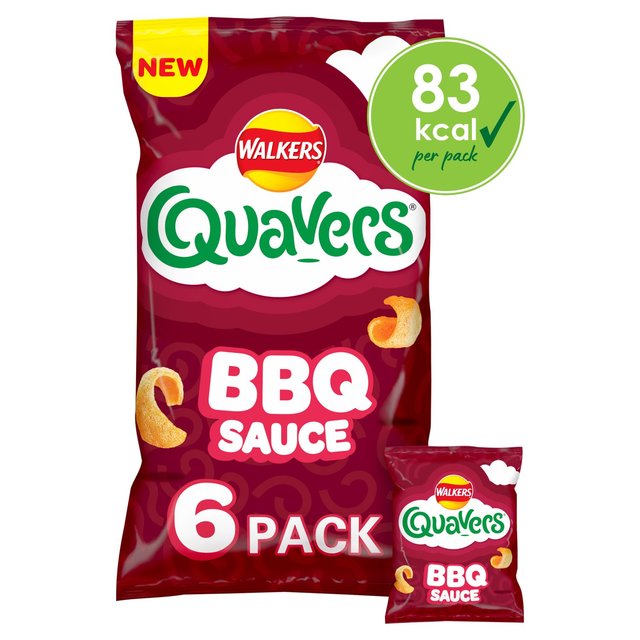 Walkers Quavers BBQ Sauce Multipack Snacks Crisps 6 per pack Botiga