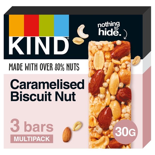 KIND Caramelised Biscuit Nut Snack Bars Multipack 3 x 30g Botiga