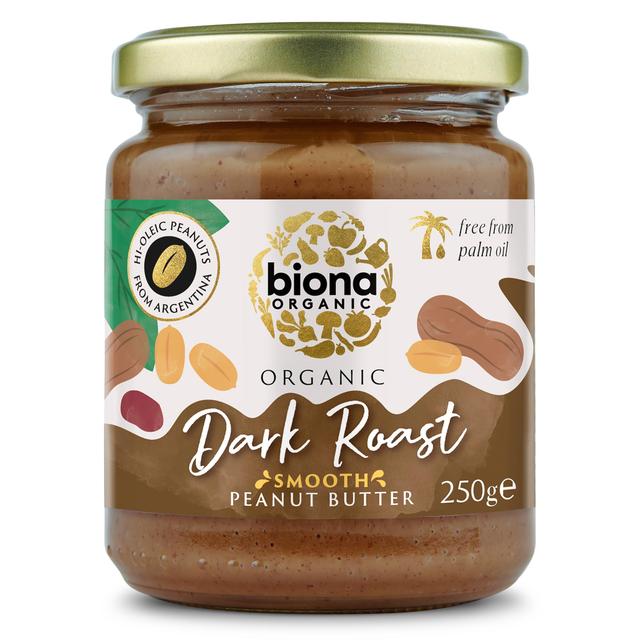 Biona Organic Hi Oleic Dark Roast Smooth Peanut Butter 250g Botiga