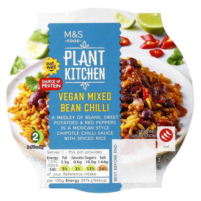 M&S Mixed Bean Chipotle Chilli with Spiced Rice 300g Botiga