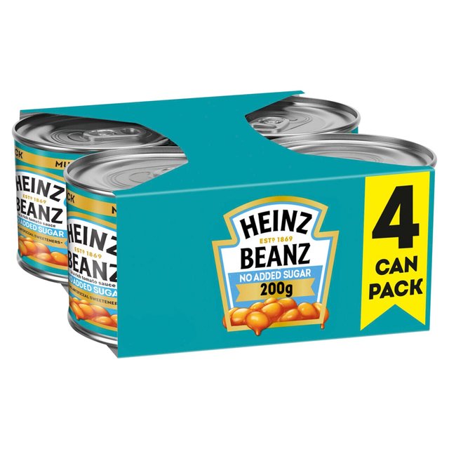 Heinz Baked Beans in Tomato Sauce - No Added Sugar 4 x 200g Botiga