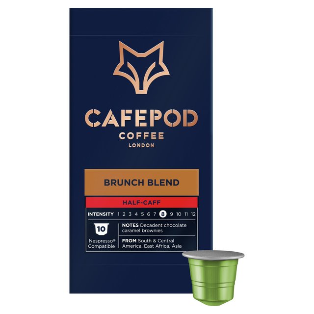 CafePod Half-Caff Brunch Blend Nespresso Compatible Aluminium Coffee Pods 10 per pack Botiga