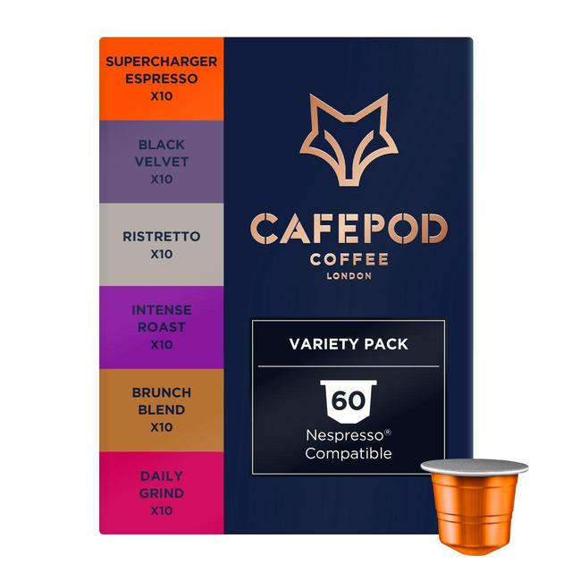 CafePod Variety Pack Nespresso Compatible Aluminium Coffee Pods 60 per pack Botiga