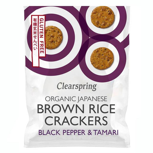 Clearspring Organic Japanese Brown Rice Crackers - Black Pepper & Tamari 40g Botiga