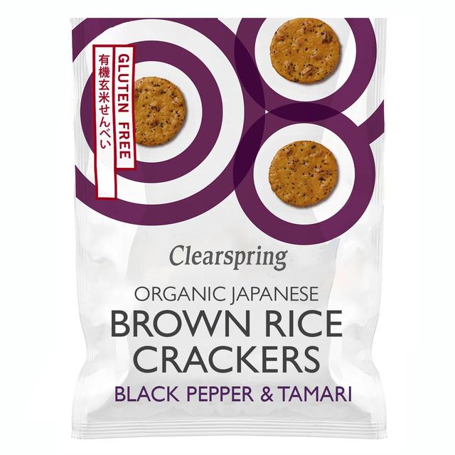 Clearspring Organic Japanese Brown Rice Crackers - Black Pepper & Tamari 40g Botiga