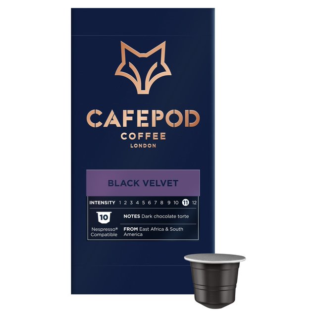 CafePod Black Velvet Nespresso Compatible Aluminium Coffee Pods 10 per pack Botiga