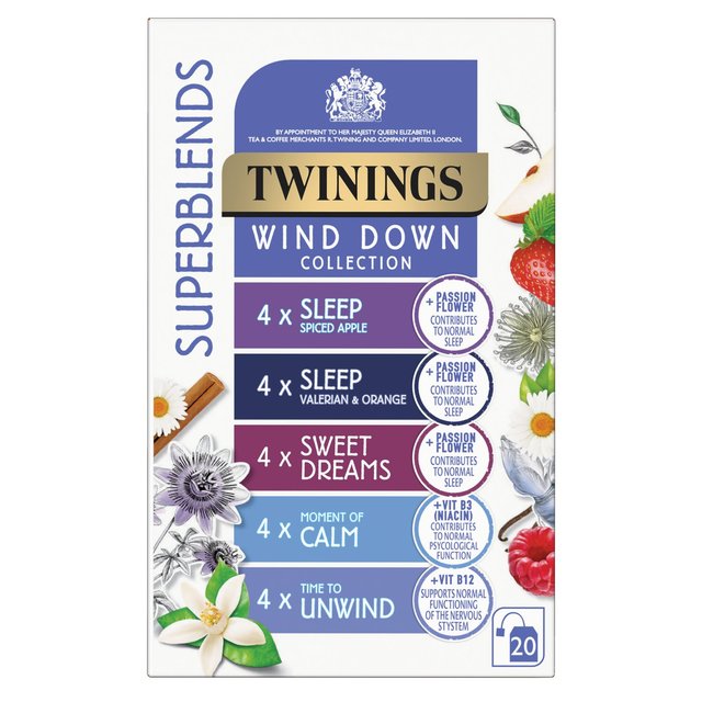 Twinings Superblends Wind Down  Collection Variety Pack, 20 Tea Bags 20 per pack Botiga