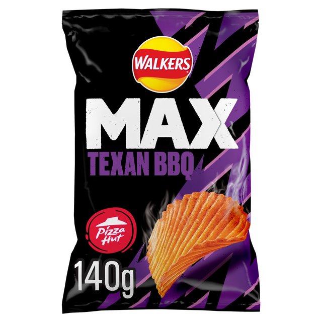 Walkers Max Pizza Hut Texan BBQ Sharing Crisps 140g Botiga