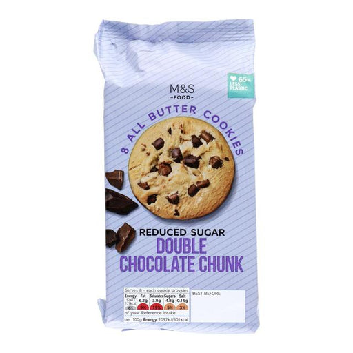 M&S Reduced Sugar Double Chocolate Chunk Cookies 200g Botiga