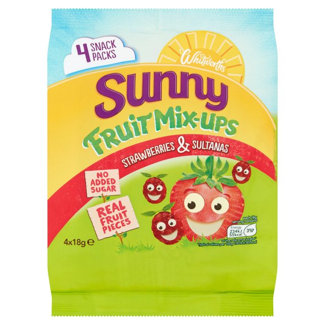 Whitworths Sunny Mix Ups Strawberry & Sultana 4 x 18g Botiga