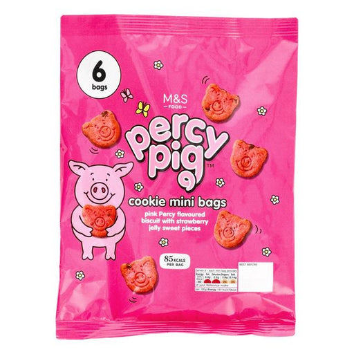 M&S All Butter Mini Percy Pig Cookie Bags 6 x 18g Botiga