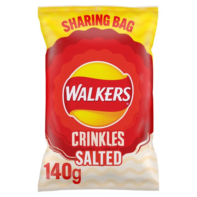 Walkers Crinkles Simply Salted Sharing Bag Crisps 140g Botiga