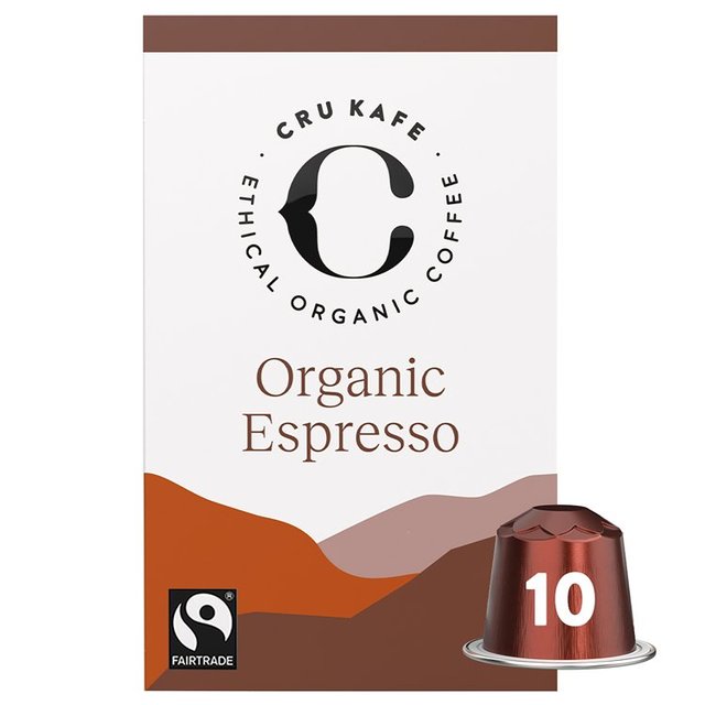 CRU Kafe Organic Fairtrade Espresso Pods 10s 10 per pack Botiga