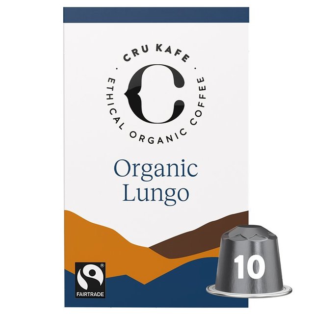 CRU Kafe Organic Fairtrade Lungo Pods 10s 10 per pack Botiga