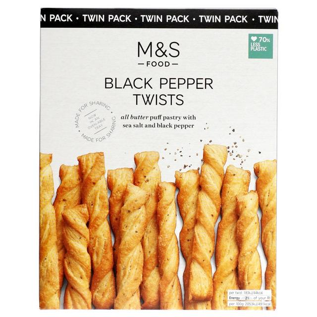 M&S Black Pepper Twists Twin Pack 250g Botiga