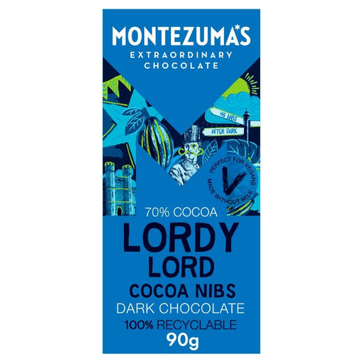 Montezuma's Lordy Lord Cocoa Nibs Dark Chocolate Bar 90g Botiga