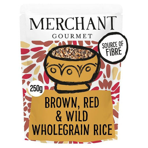 Merchant Gourmet Wholegrain Brown, Red & Wild Microwave Rice 250g Botiga