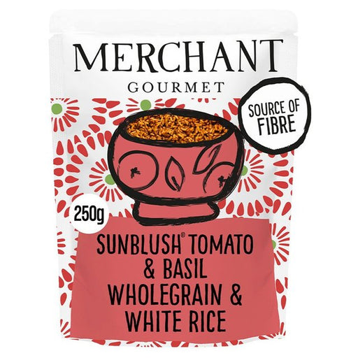 Merchant Gourmet SunBlush Tomato & Basil Wholegrain & White Microwave Rice 250g Botiga