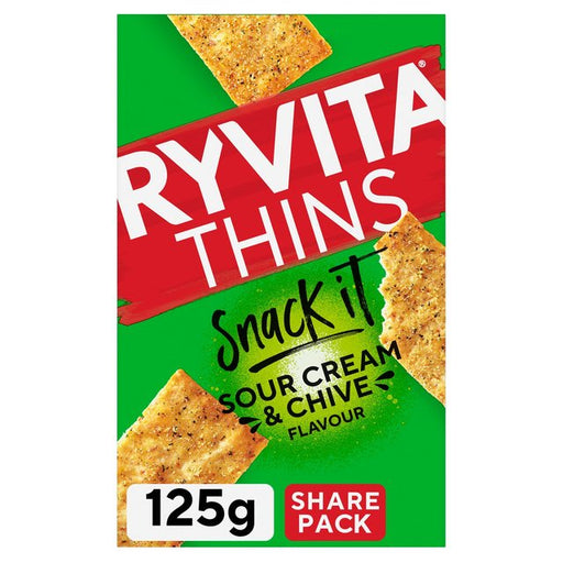 Ryvita Snack It Thins Sour Cream and Chive Flatbread Snacks 125g Botiga