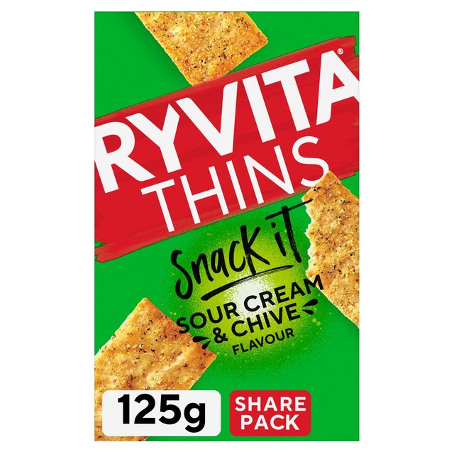 Ryvita Snack It Thins Sour Cream and Chive Flatbread Snacks 125g Botiga