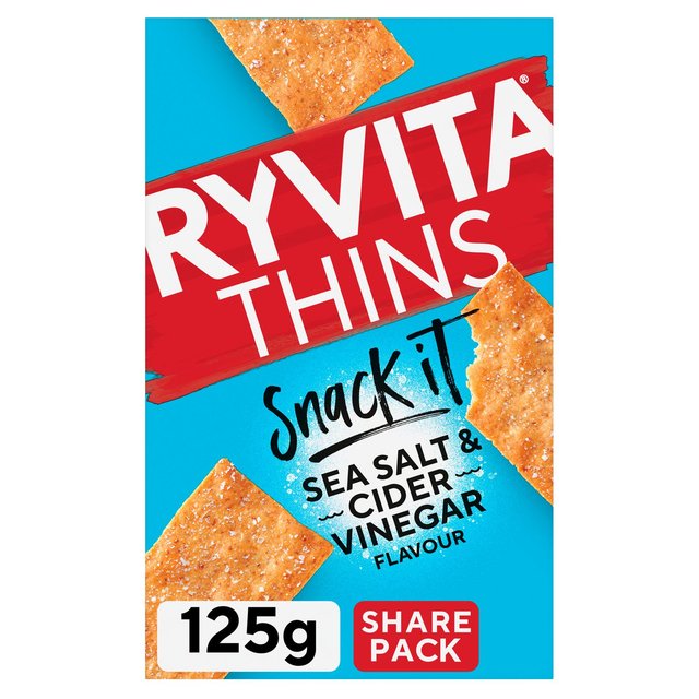 Ryvita Snack It Thins Sea Salt and Cider Vinegar Flatbread Snacks 125g Botiga