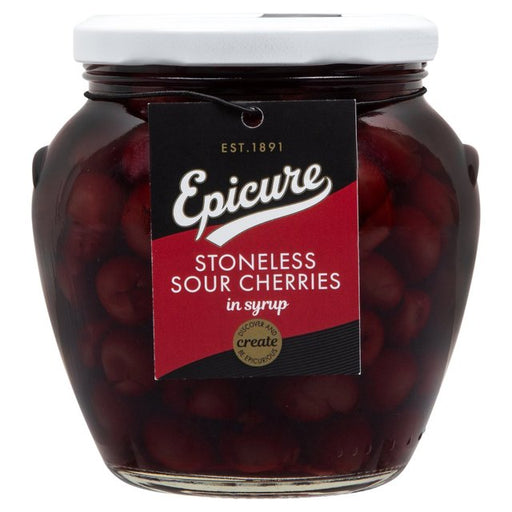 Epicure Stoneless Sour Cherries in Syrup 570g Botiga