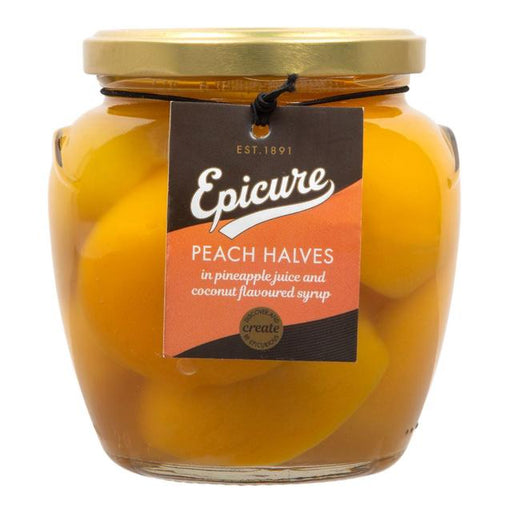 Epicure Mediterranean Peach Halves in Pineapple & Coconut Syrup 550g Botiga