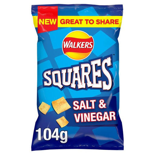 Walkers Squares Salt & Vinegar Sharing Snacks Crisps 104g Botiga