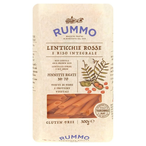 Rummo Gluten Free Lentil Pennette Rigate Lenticchie Rosse Pasta No.70 300g Botiga