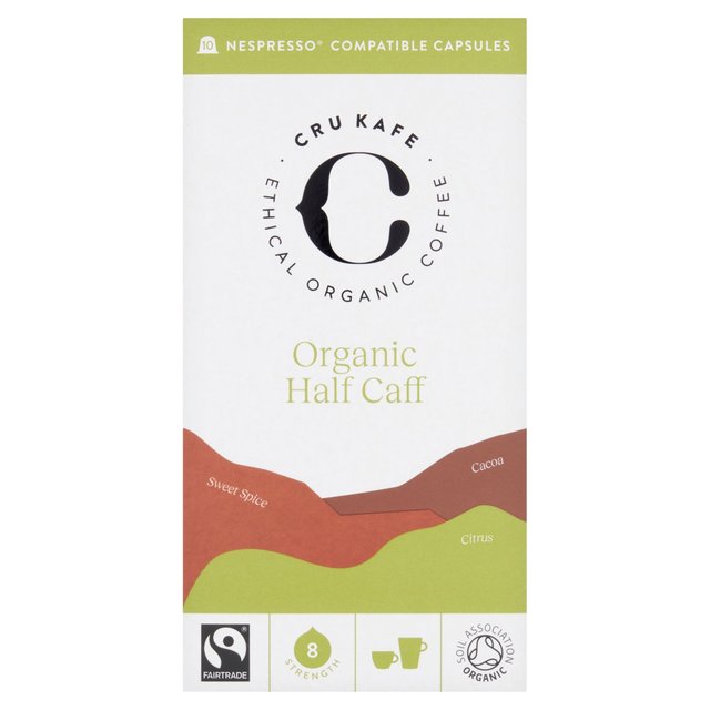 CRU Kafe Organic Fair Trade Half-Caff Pods 10s 10 per pack Botiga