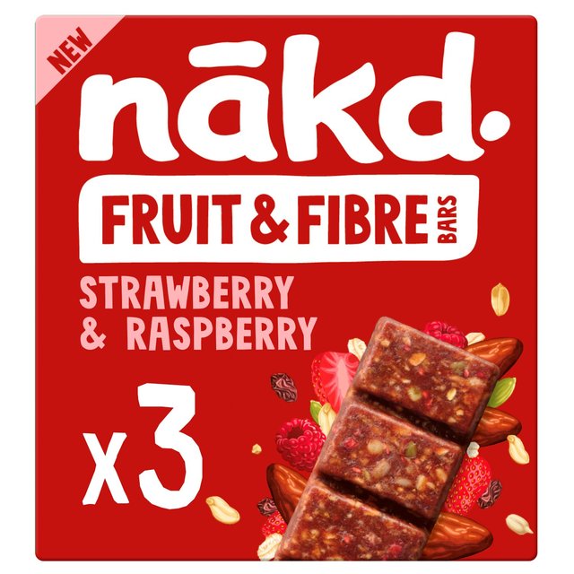 nakd. Fruit & Fibre Strawberry & Raspberry Multipack 3 x 44g Botiga