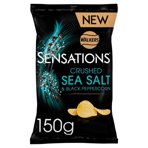 Walkers Sensations Crushed Salt & Black Peppercorn Sharing Crisps 150g Botiga