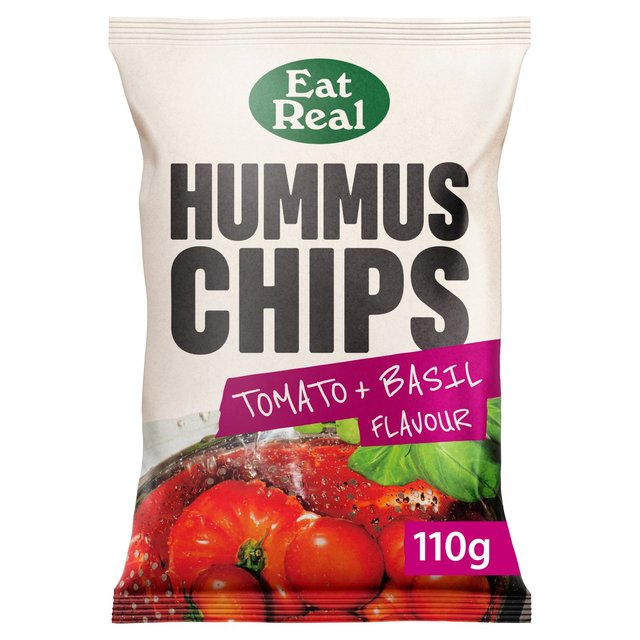 Eat Real Hummus Chips Tomato & Basil Sharing 110g Botiga