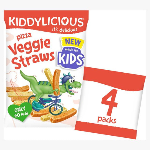 Kiddylicious Pizza Flavoured Veggie Straws Kids Snacks Multi 4 x 12g Botiga