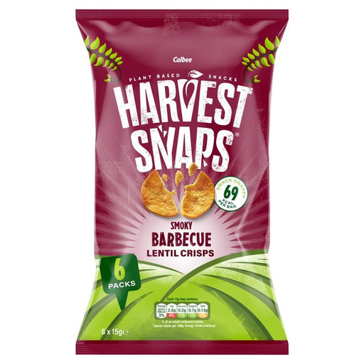 Harvest Snaps BBQ Lentil Crisps Multipack 6 x 15g Botiga