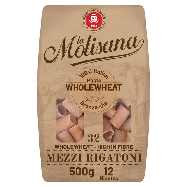 La Molisana Wholewheat Mezzi Half Rigatoni Pasta No.32 500g Botiga