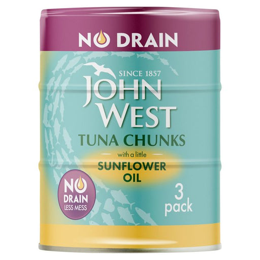 John West Tuna Chunks No Drain with a little Sunflower Oil 3 x 100g Botiga