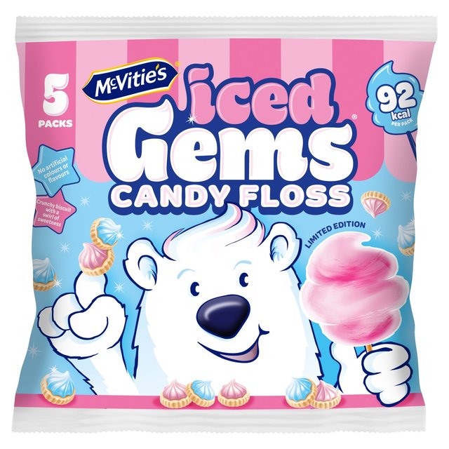 McVitie's Candyfloss Iced Gems Multipack Biscuits 5 x 23g, 115g 5 x 23g Botiga