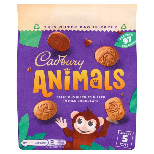 Cadbury Animals Chocolate Biscuits 5 Snack Packs 99.5g Botiga