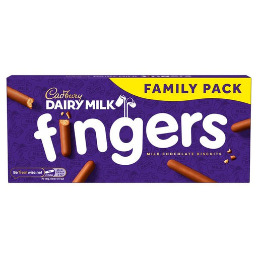 Cadbury Dairy Milk Fingers Milk Chocolate Covered Biscuits 189g Botiga